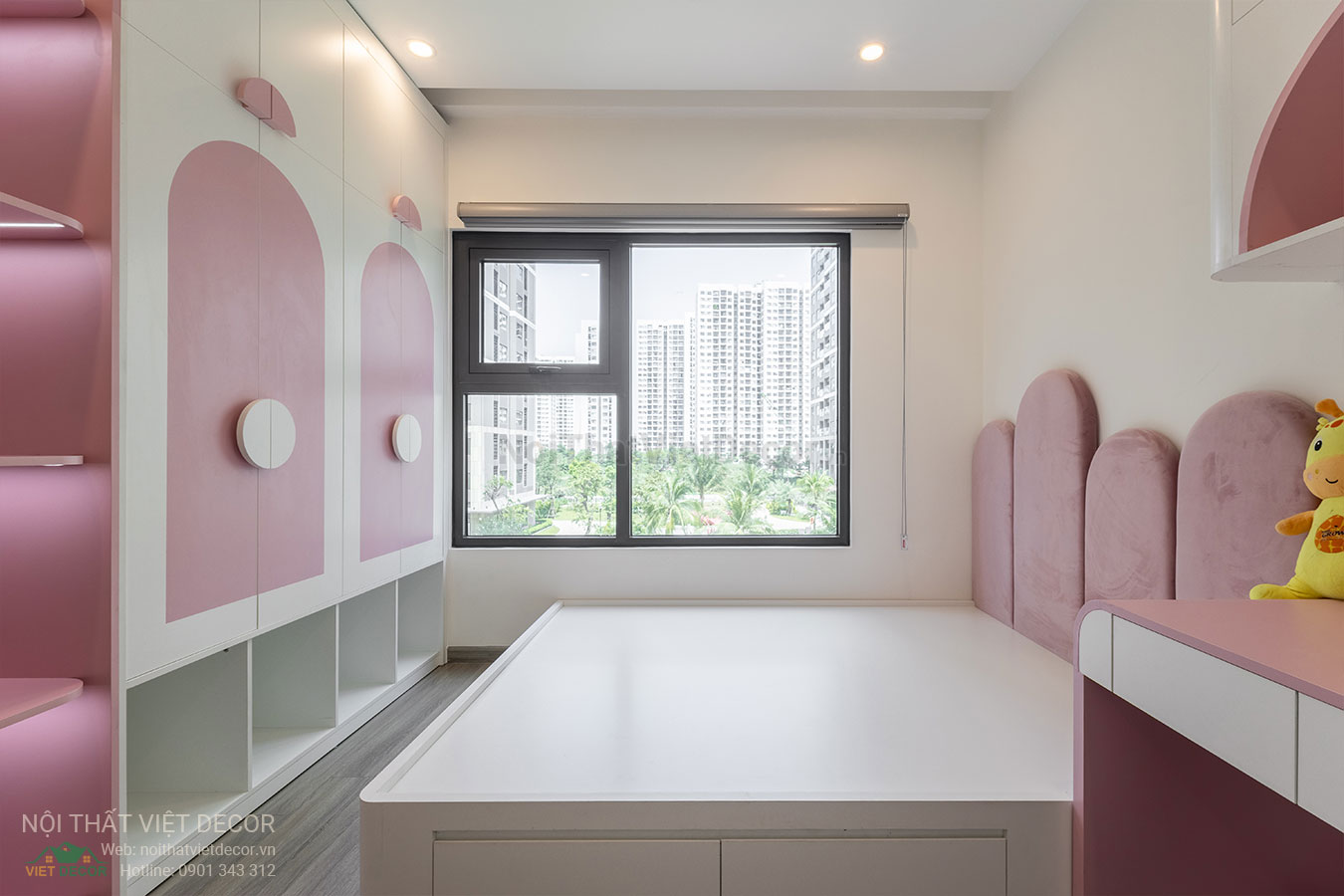 Nội Thất Việt Decor thiết kế thi công trang trí nội thất, tủ bếp nhôm kính căn hộ 3 phòng ngủ chung cư Glory Heights Vinhomes Grand Park quận 9 TP HCM, phòng ngủ bé