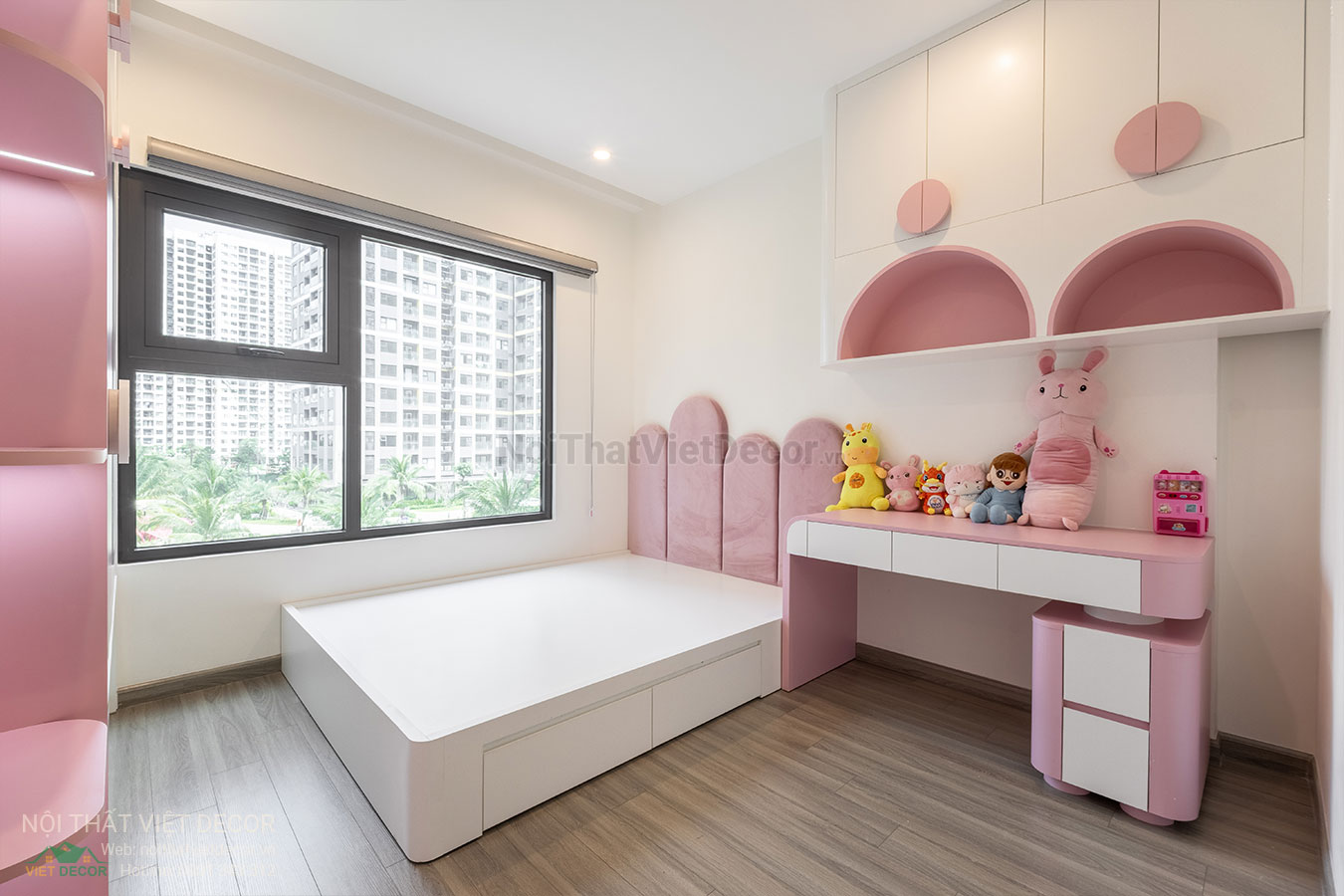 Nội Thất Việt Decor thiết kế thi công trang trí nội thất, tủ bếp nhôm kính căn hộ 3 phòng ngủ chung cư Glory Heights Vinhomes Grand Park quận 9 TP HCM, phòng ngủ bé