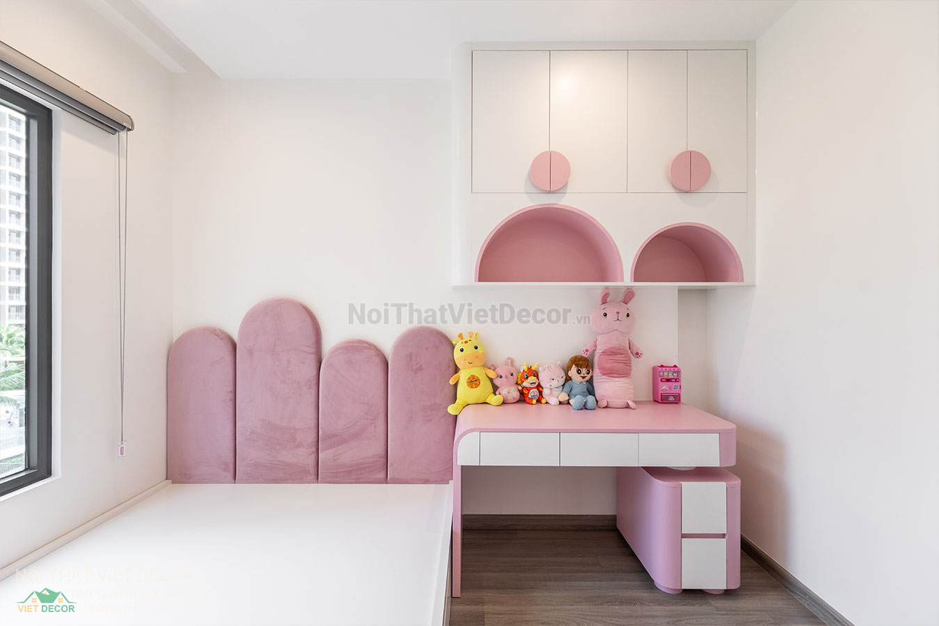 Nội Thất Việt Decor thiết kế thi công trang trí nội thất, tủ bếp nhôm kính căn hộ 3 phòng ngủ chung cư Glory Heights Vinhomes Grand Park quận 9 TP HCM, phòng ngủ bé