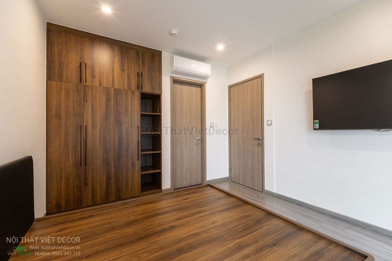 Nội Thất Việt Decor thiết kế thi công trang trí nội thất, tủ bếp nhôm kính căn hộ 3 phòng ngủ chung cư Glory Heights Vinhomes Grand Park quận 9 TP HCM, phòng ngủ master