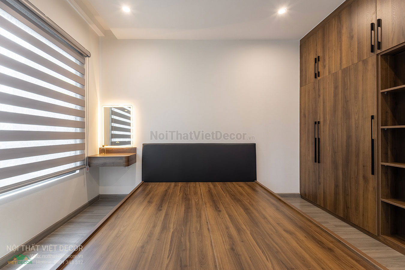 Nội Thất Việt Decor thiết kế thi công trang trí nội thất, tủ bếp nhôm kính căn hộ 3 phòng ngủ chung cư Glory Heights Vinhomes Grand Park quận 9 TP HCM, phòng ngủ master
