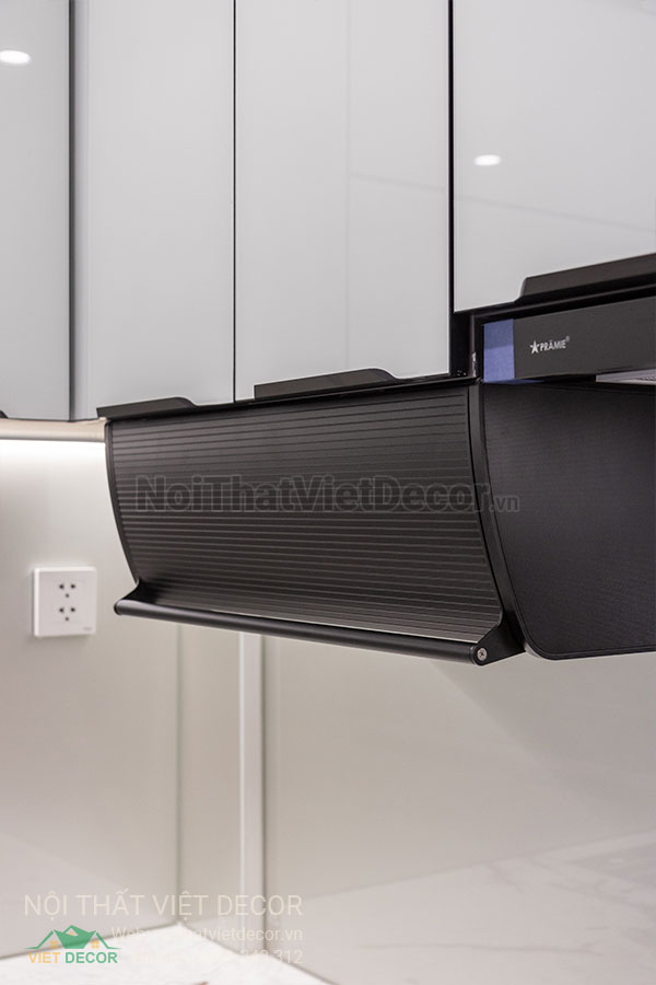 Nội Thất Việt Decor thiết kế thi công trang trí nội thất, tủ bếp nhôm kính căn hộ 3 phòng ngủ chung cư Glory Heights Vinhomes Grand Park quận 9 TP HCM, phụ kiện giá gia vị treo tủ
