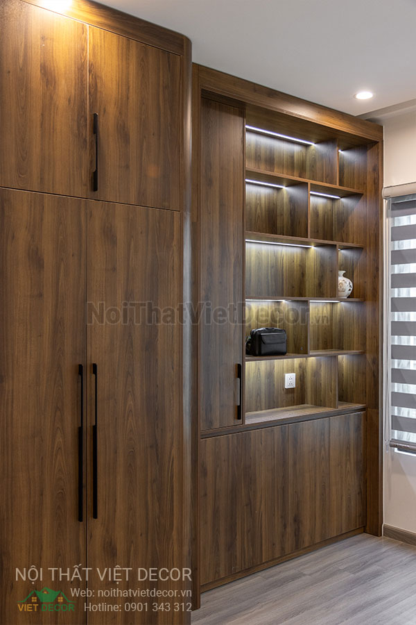 Nội Thất Việt Decor thiết kế thi công trang trí nội thất, tủ bếp nhôm kính căn hộ 3 phòng ngủ chung cư Glory Heights Vinhomes Grand Park quận 9 TP HCM, phòng làm việc