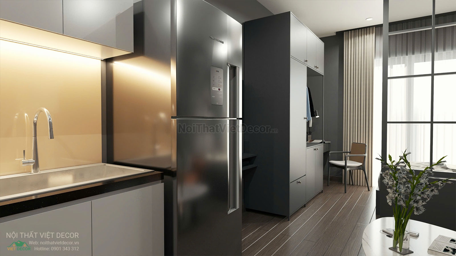 Nội Thất Việt Decor thiết kế thi công trang trí nội thất, tủ bếp căn hộ officetel chung cư Lavida Plus quận 7 thành phố Hồ Chí Minh