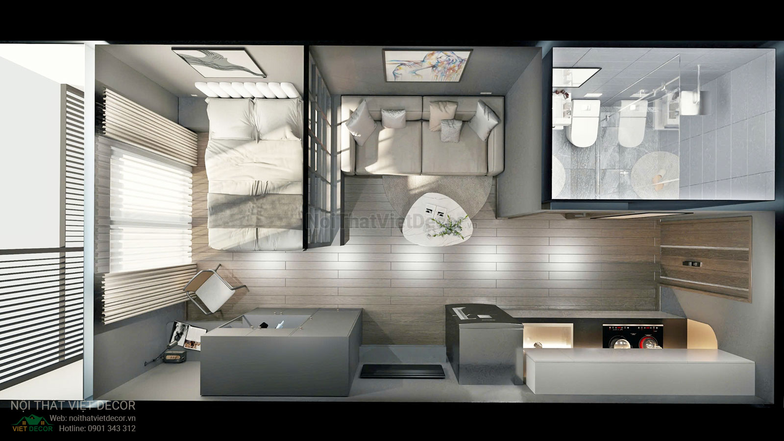 Nội Thất Việt Decor thiết kế thi công trang trí nội thất, tủ bếp căn hộ officetel chung cư Lavida Plus quận 7 thành phố Hồ Chí Minh