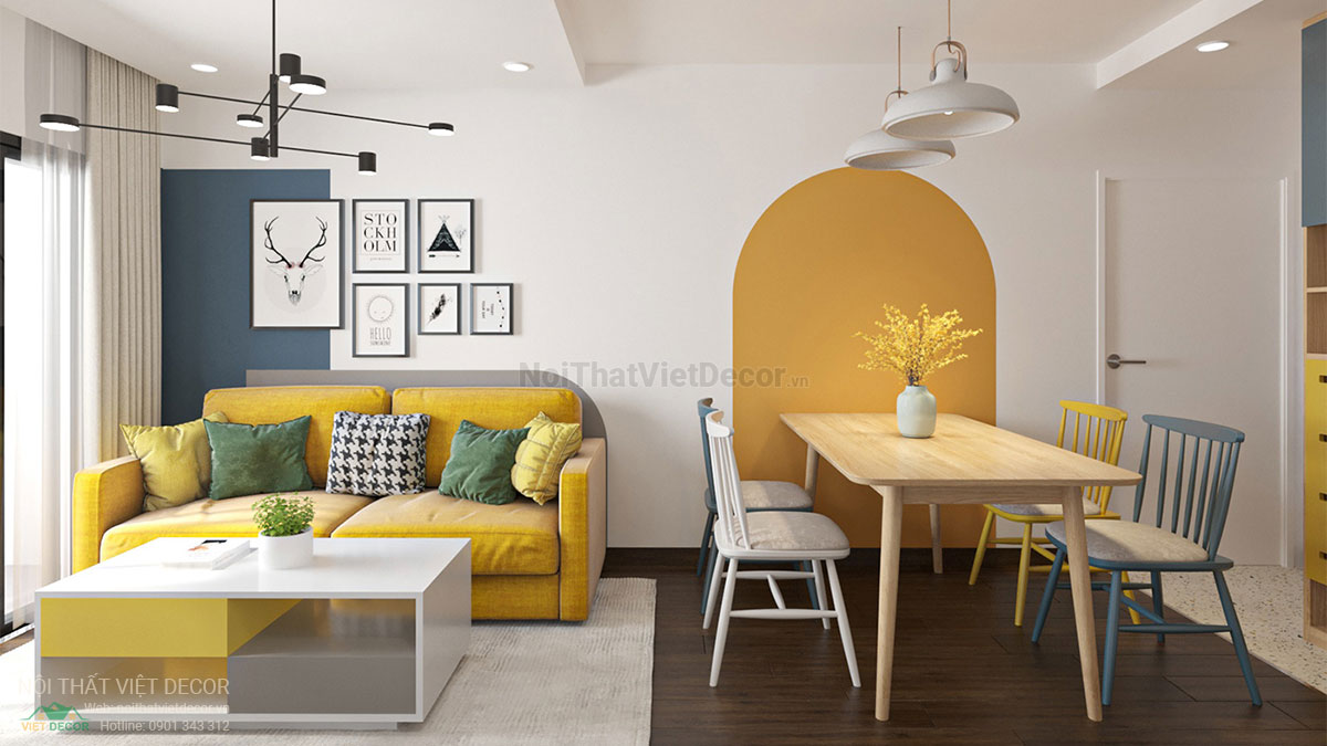 Nội Thất Việt Decor thiết kế thi công nội thất căn hộ phong cách color block