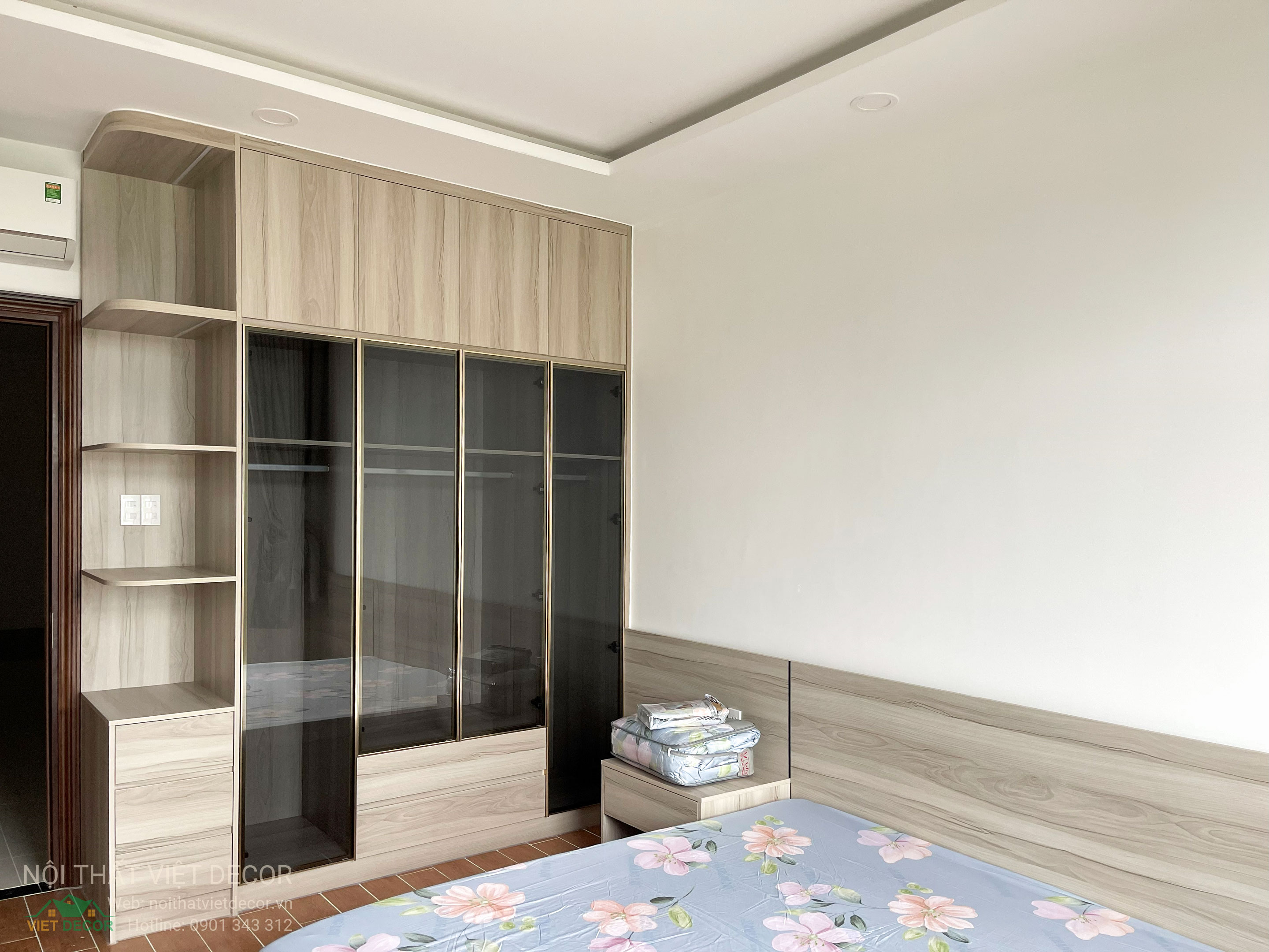 Nội thất Việt Decor thiết kế thi công trang trí nội thất nhà phố 3 tầng Lavilla Green City Long An Tây Ninh, thi công bàn giao phòng ngủ