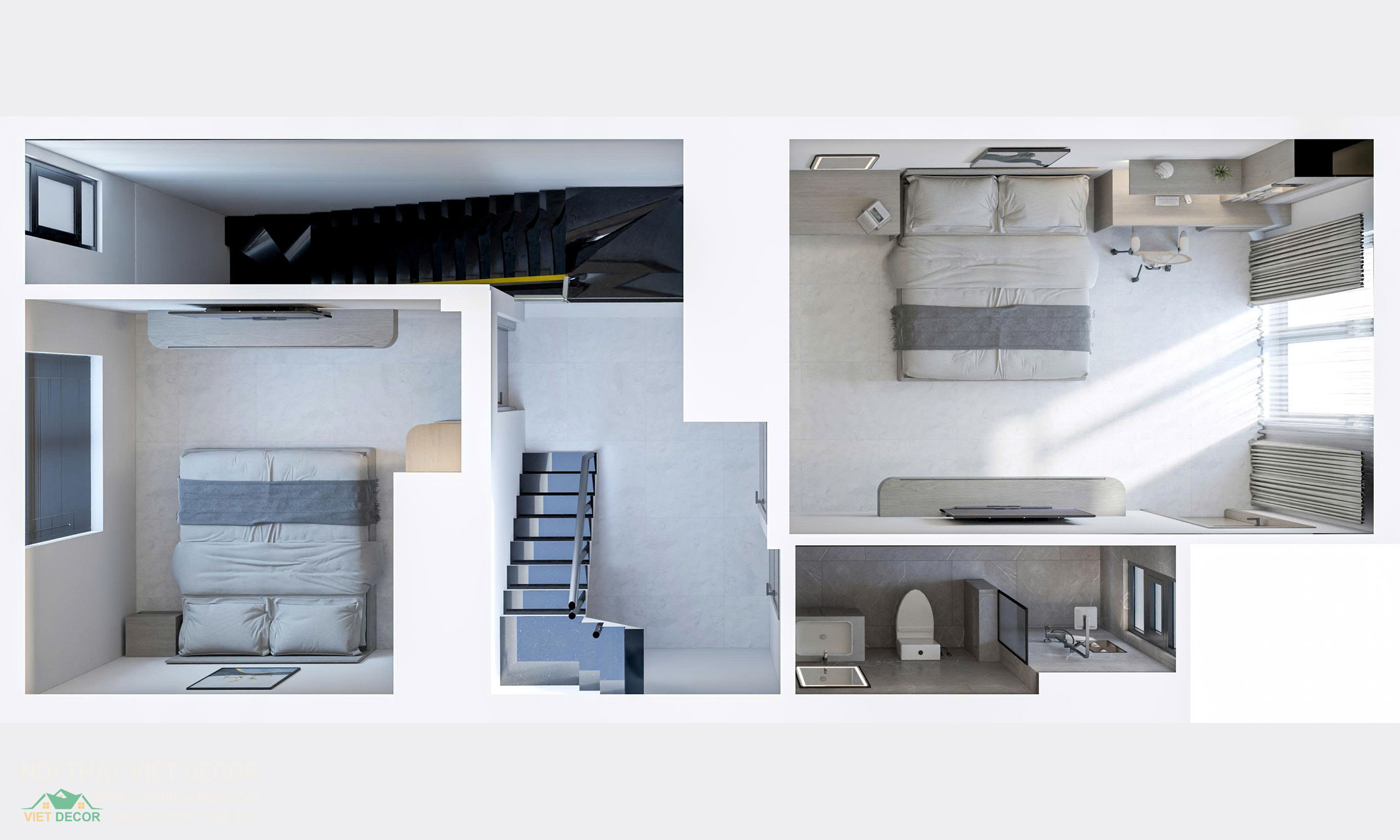 Nội Thất Việt Decor thiết kế, thi công nội thất nhà phố biệt thự Lavilla Green City tại Tân An, Long An (Tây Ninh) phong cách hiện đại tối giản