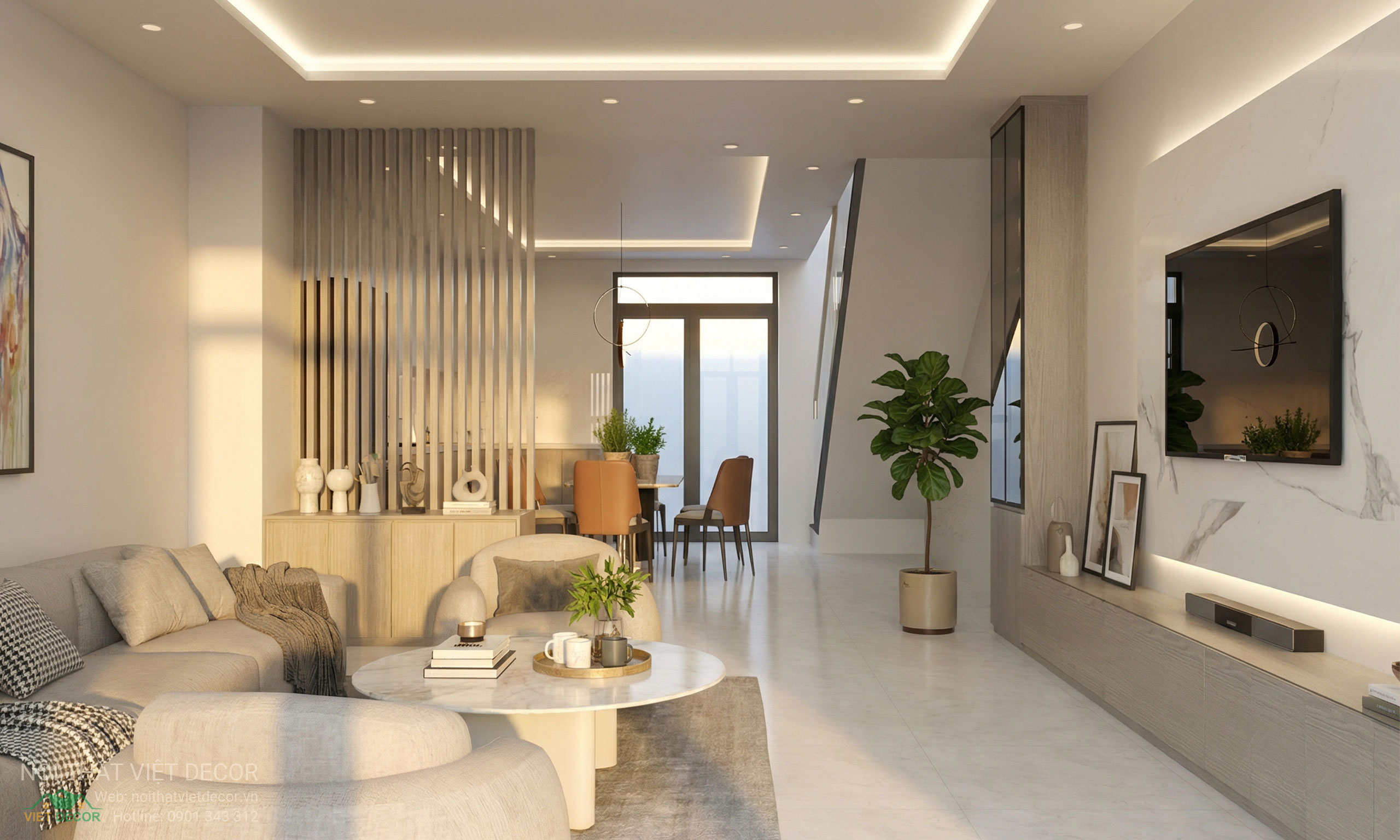 Nội Thất Việt Decor thiết kế, thi công nội thất nhà phố biệt thự Lavilla Green City tại Tân An, Long An (Tây Ninh) phong cách hiện đại tối giản