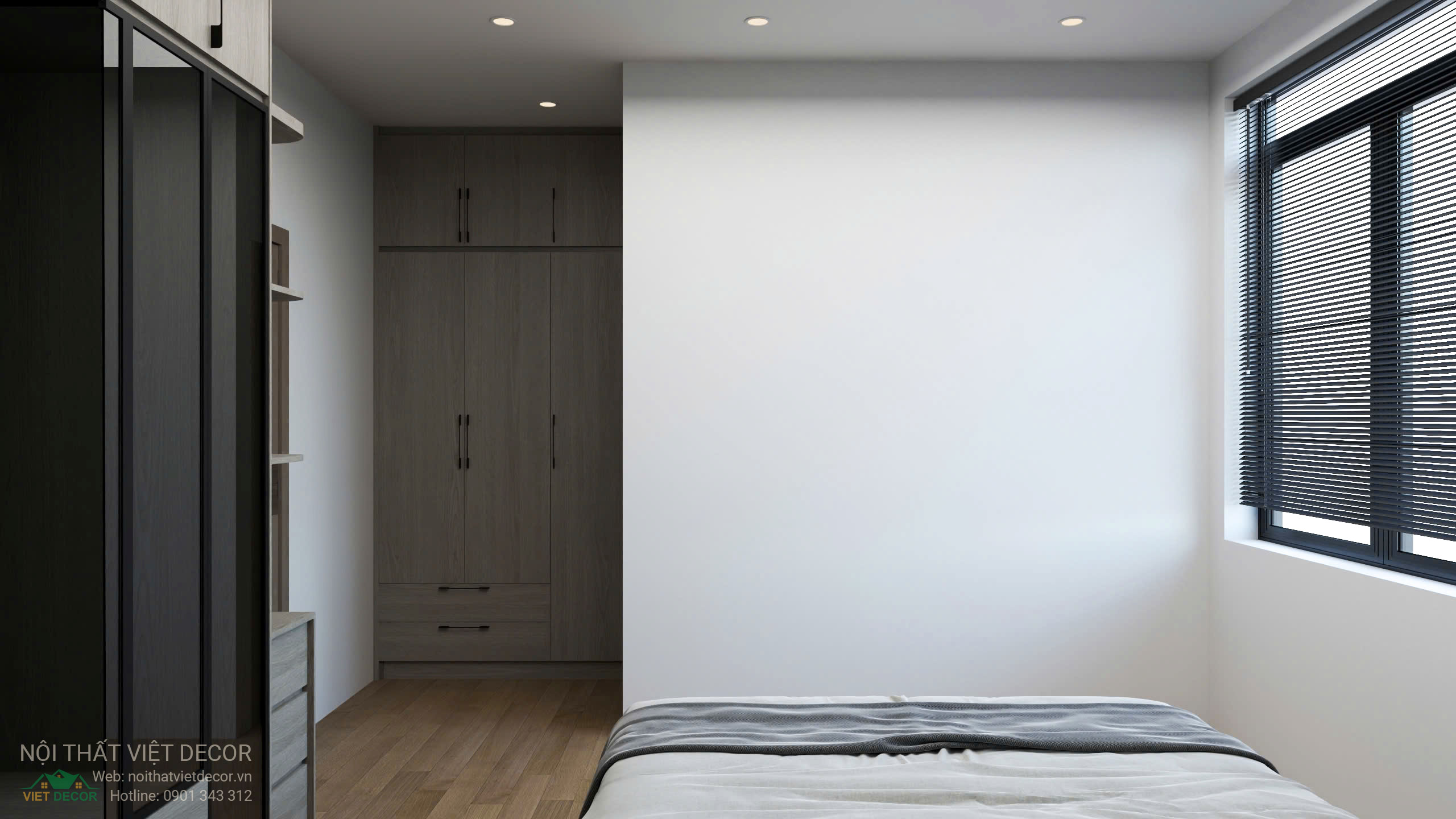 Nội thất Việt Decor thiết kế thi công trang trí nội thất nhà phố 3 tầng Lavilla Green City Long An Tây Ninh, hồ sơ thiết kế phối cảnh 3D phòng ngủ