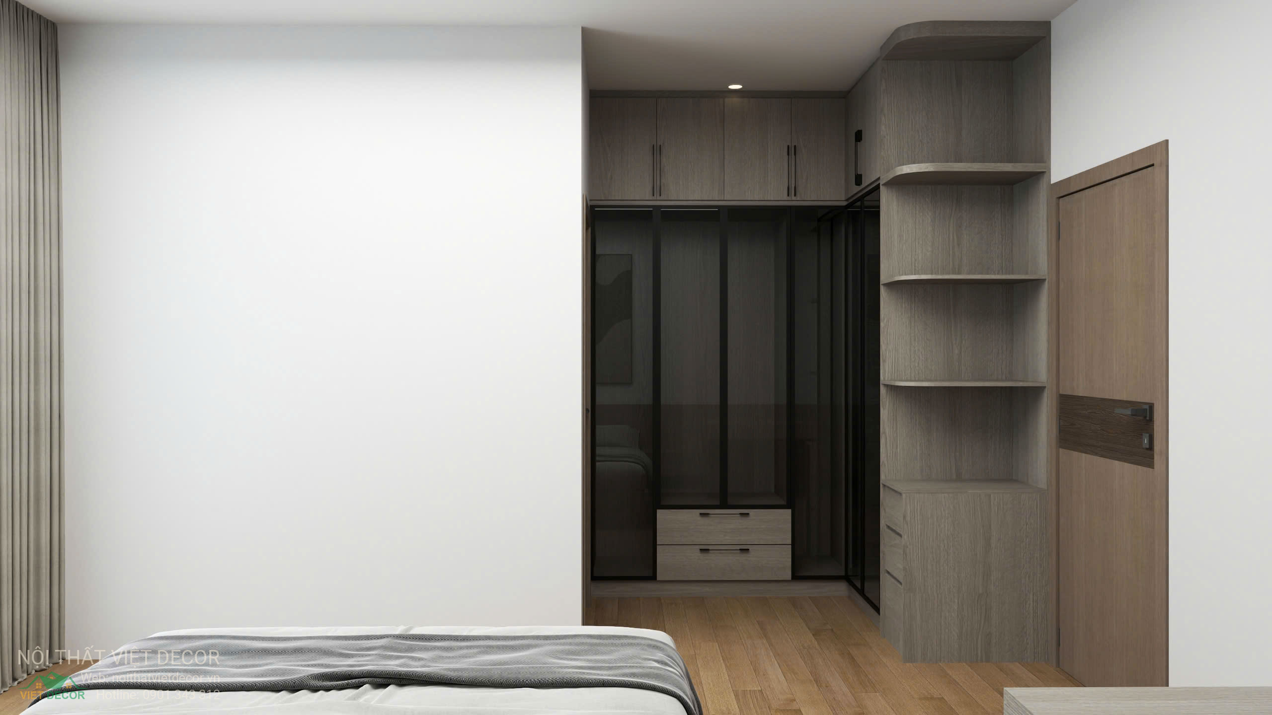 Nội thất Việt Decor thiết kế thi công trang trí nội thất nhà phố 3 tầng Lavilla Green City Long An Tây Ninh, hồ sơ thiết kế phối cảnh 3D phòng ngủ