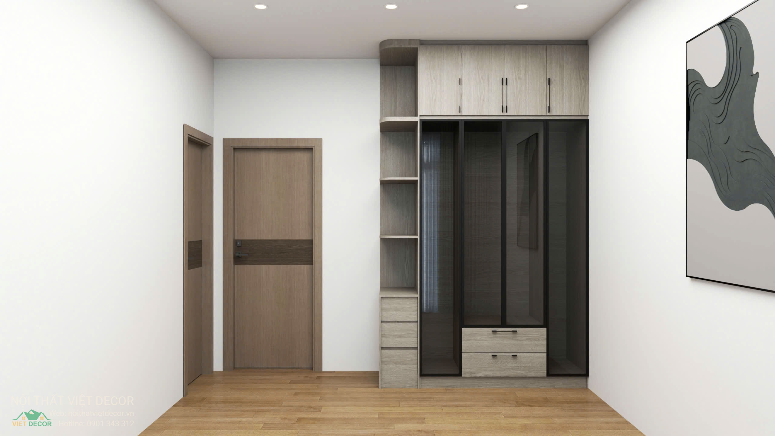 Nội thất Việt Decor thiết kế thi công trang trí nội thất nhà phố 3 tầng Lavilla Green City Long An Tây Ninh, hồ sơ thiết kế phối cảnh 3D phòng ngủ