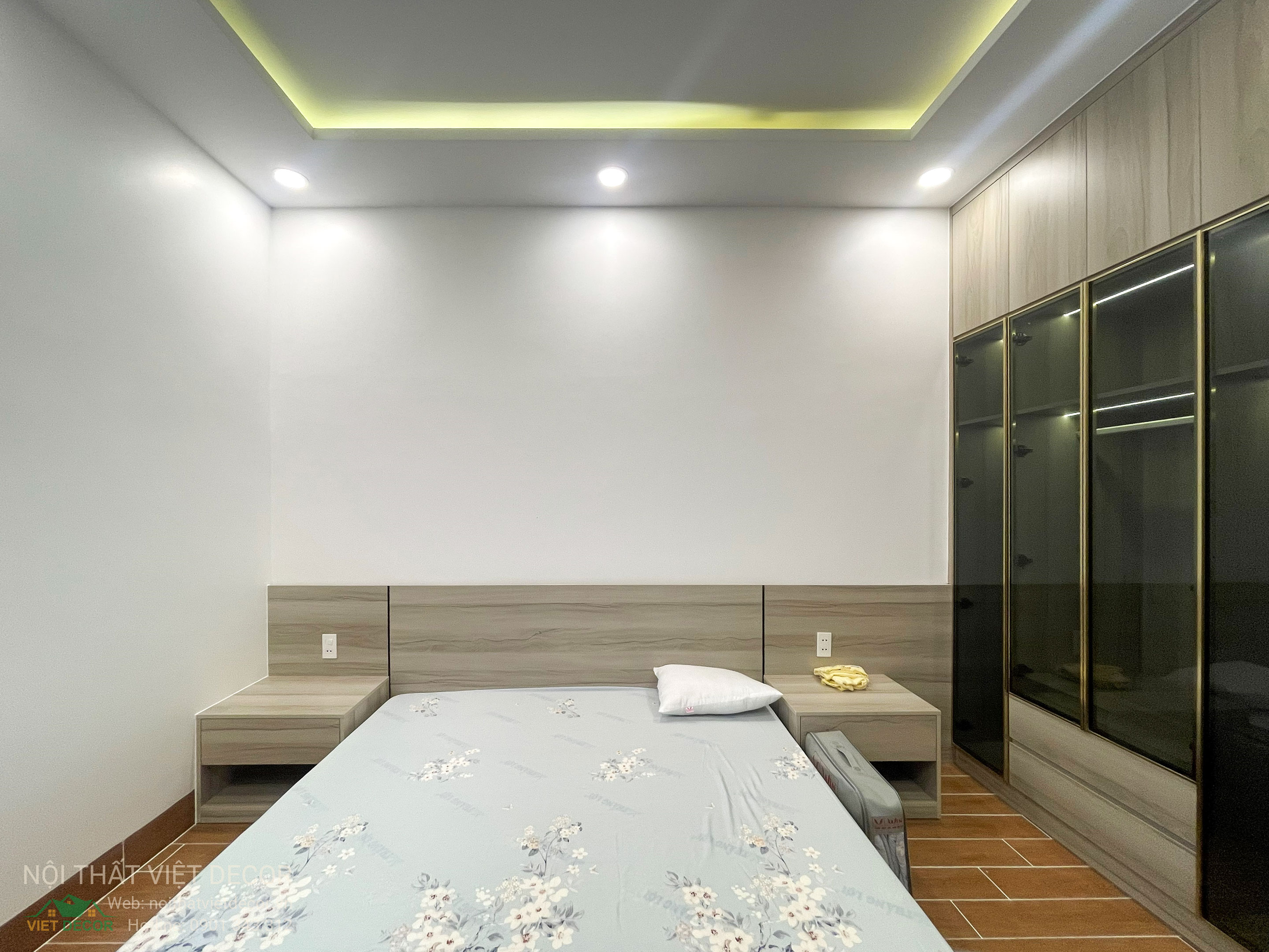 Nội thất Việt Decor thiết kế thi công trang trí nội thất nhà phố 3 tầng Lavilla Green City Long An Tây Ninh, thi công bàn giao phòng ngủ