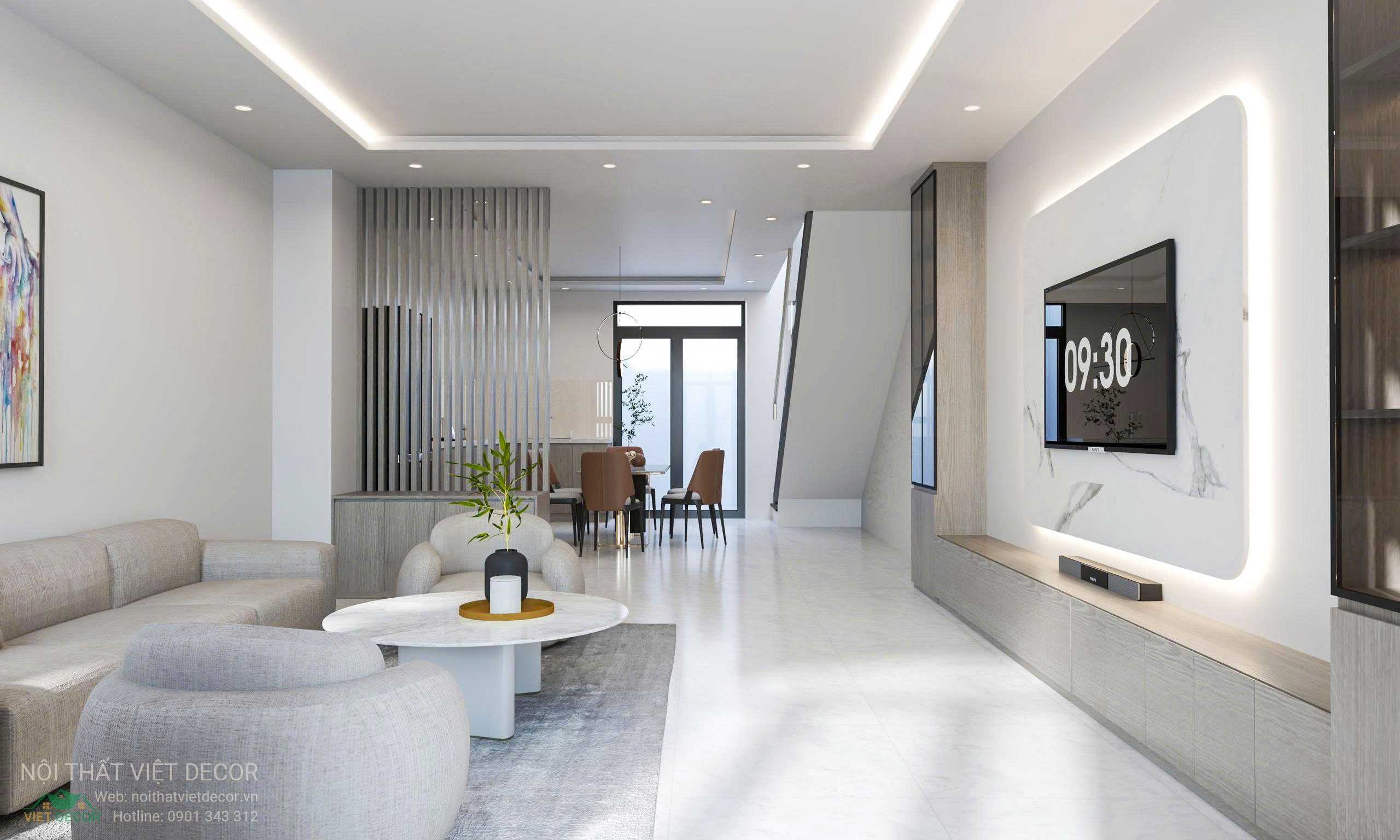 Nội Thất Việt Decor thiết kế, thi công nội thất nhà phố biệt thự Lavilla Green City tại Tân An, Long An (Tây Ninh) phong cách hiện đại tối giản