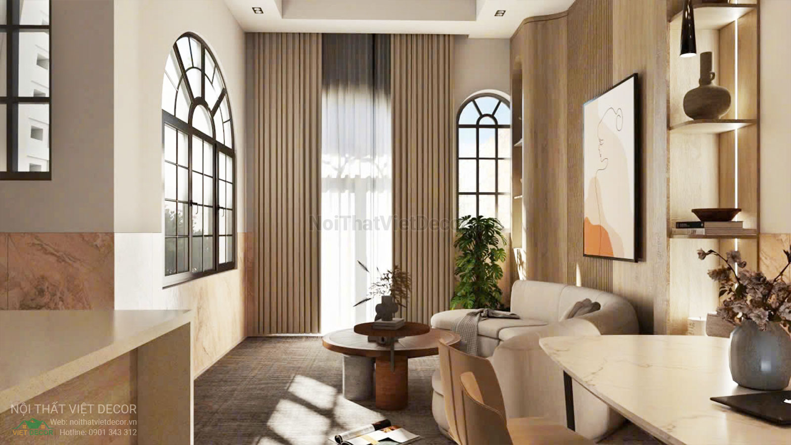 Nội Thất Việt Decor thiết kế thi công nội thất nhà phố liên kế tại huyện Long Đất tỉnh Vũng Tàu, hồ sơ thiết kế phối cảnh 3D