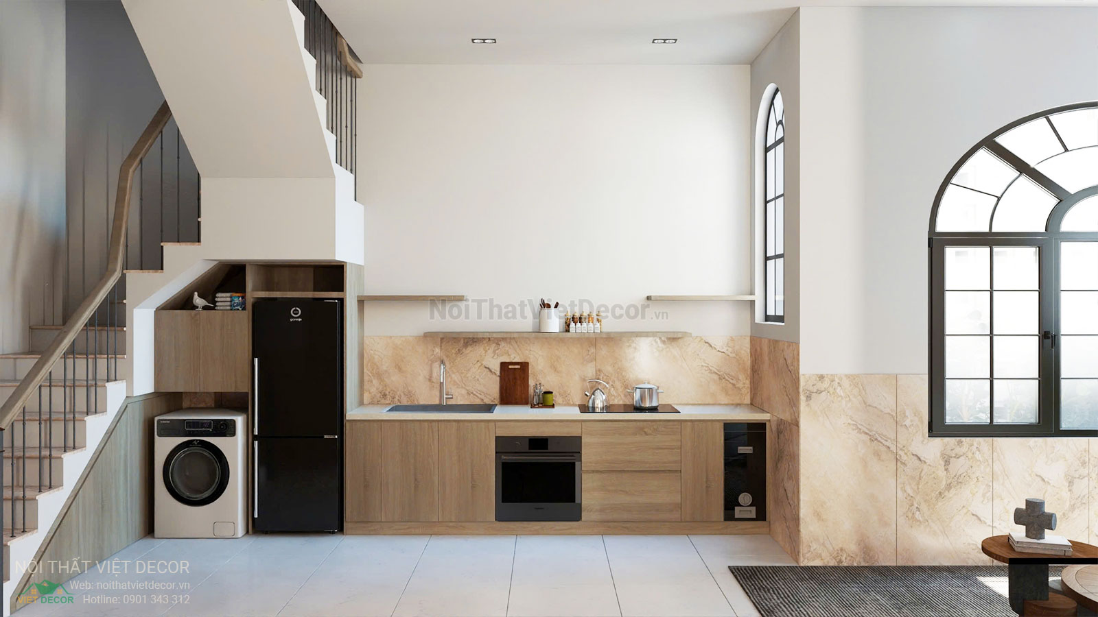 Nội Thất Việt Decor thiết kế thi công nội thất nhà phố liên kế tại huyện Long Đất tỉnh Vũng Tàu, hồ sơ thiết kế phối cảnh 3D