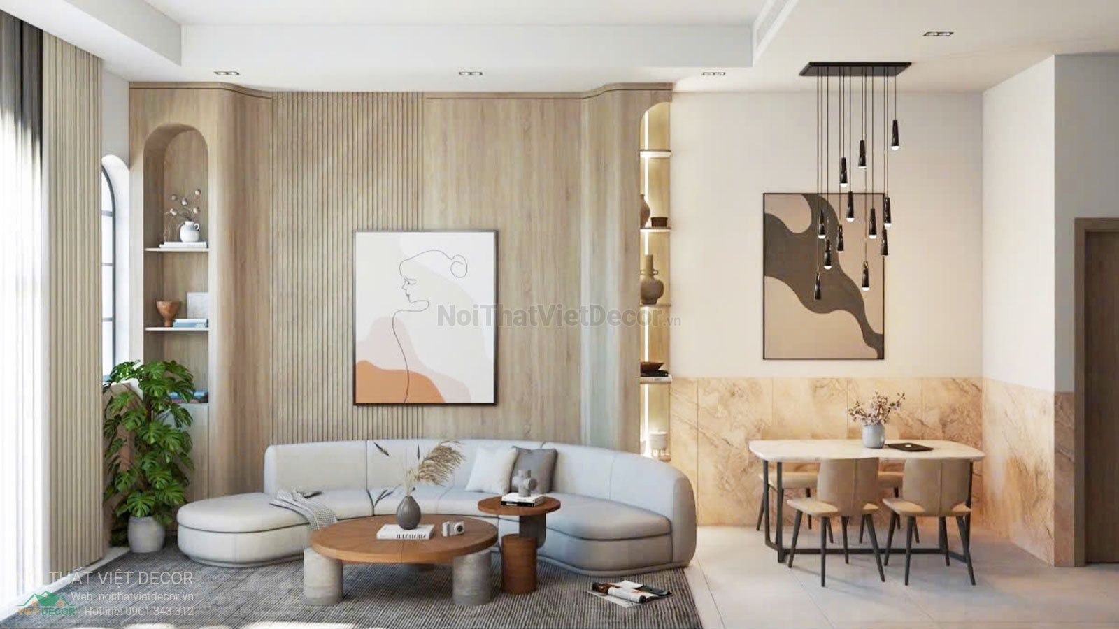 Nội Thất Việt Decor thiết kế thi công nội thất nhà phố liên kế tại huyện Long Đất tỉnh Vũng Tàu, hồ sơ thiết kế phối cảnh 3D