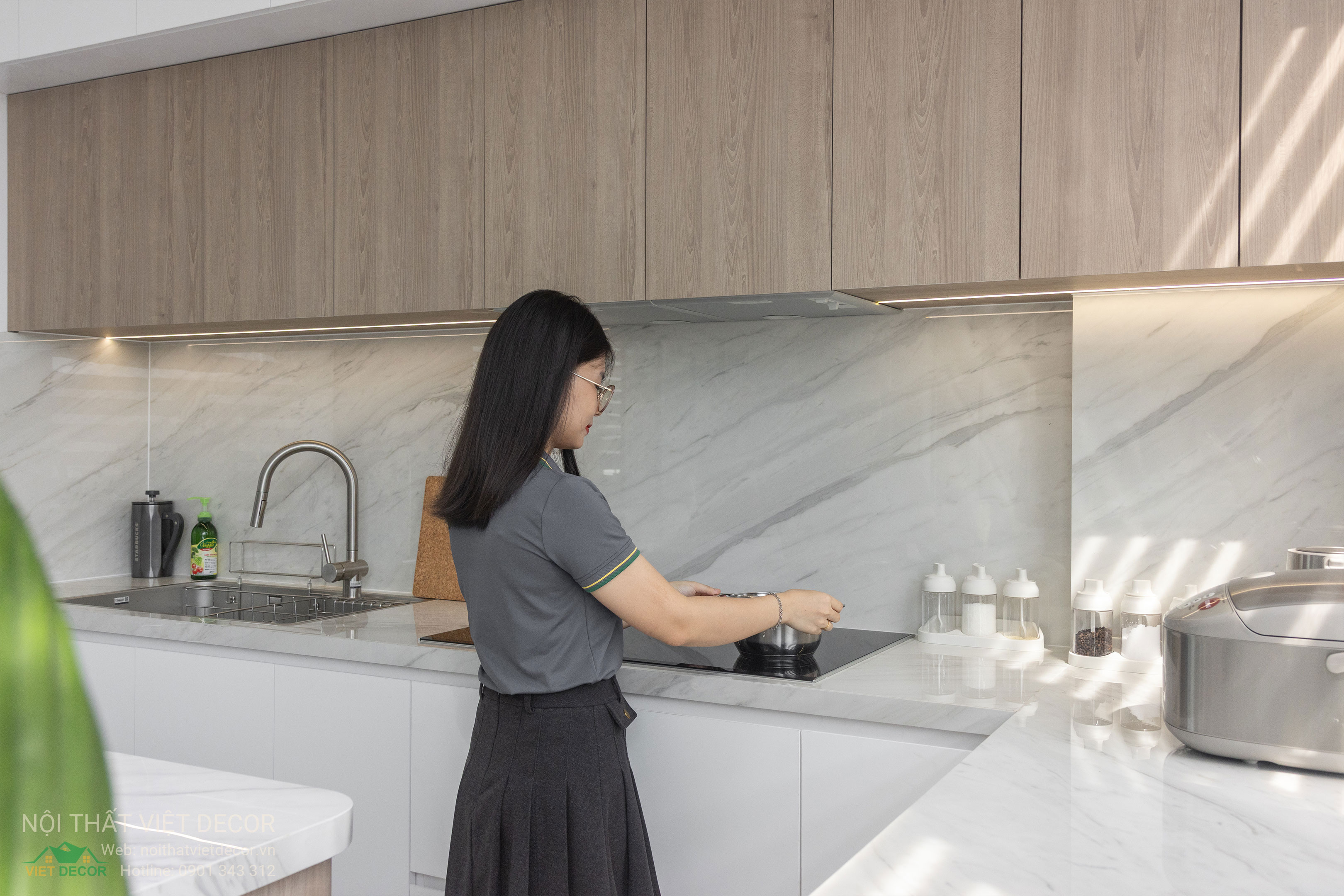 Nội Thất Việt Decor thiết kế thi công trang trí nội thất nhà phố tại phường Long Bình TP HCM, nhà bếp