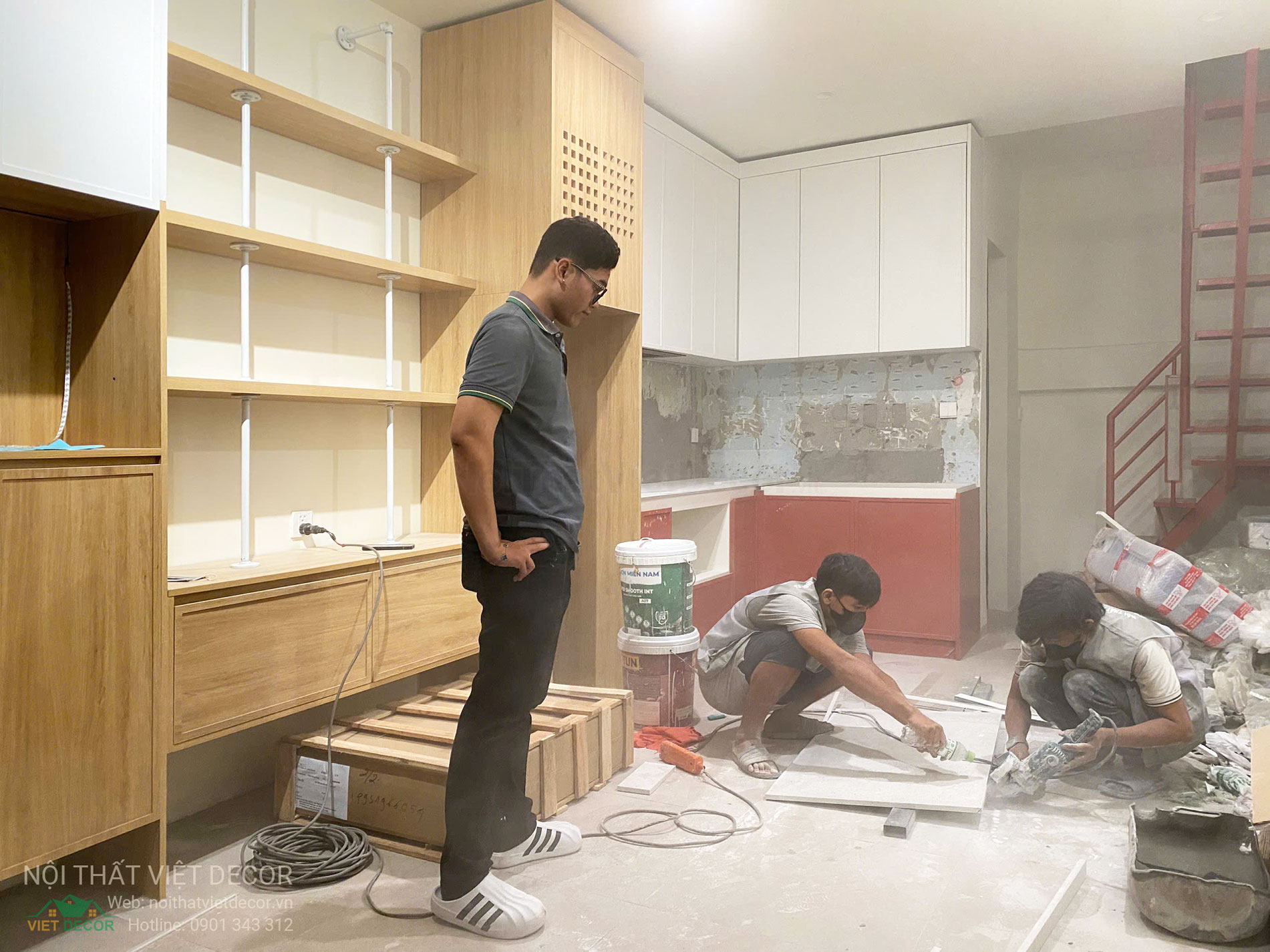 Nội Thất Việt Decor thiết kế thi công nội thất tủ bếp cánh huỳnh pano gỗ công nghiệp An Cường, Ba Thanh tại quận 4 thành phố Hồ Chí Minh