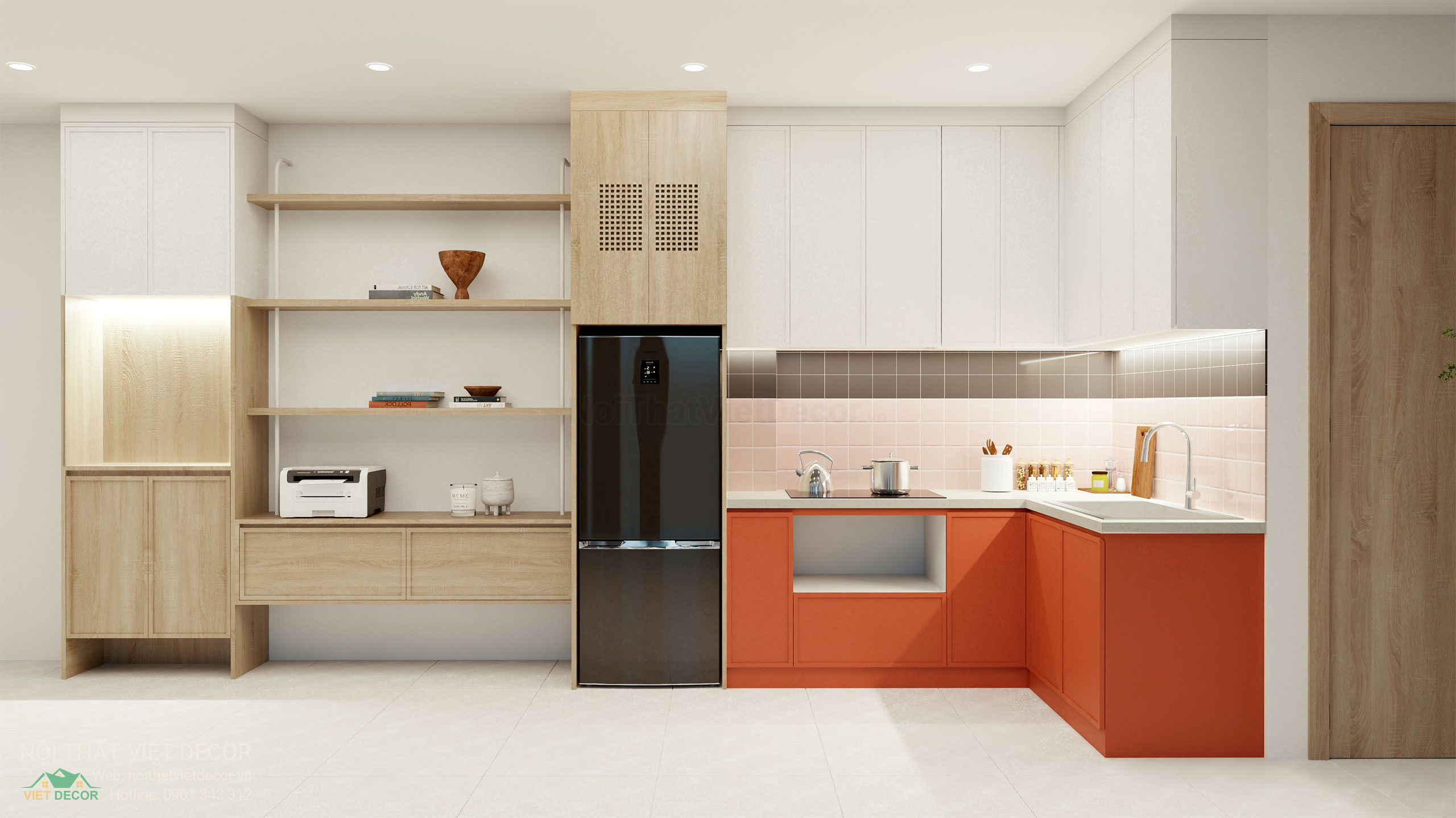 Nội Thất Việt Decor thiết kế thi công nội thất tủ bếp cánh huỳnh pano gỗ công nghiệp An Cường, Ba Thanh tại quận 4 thành phố Hồ Chí Minh