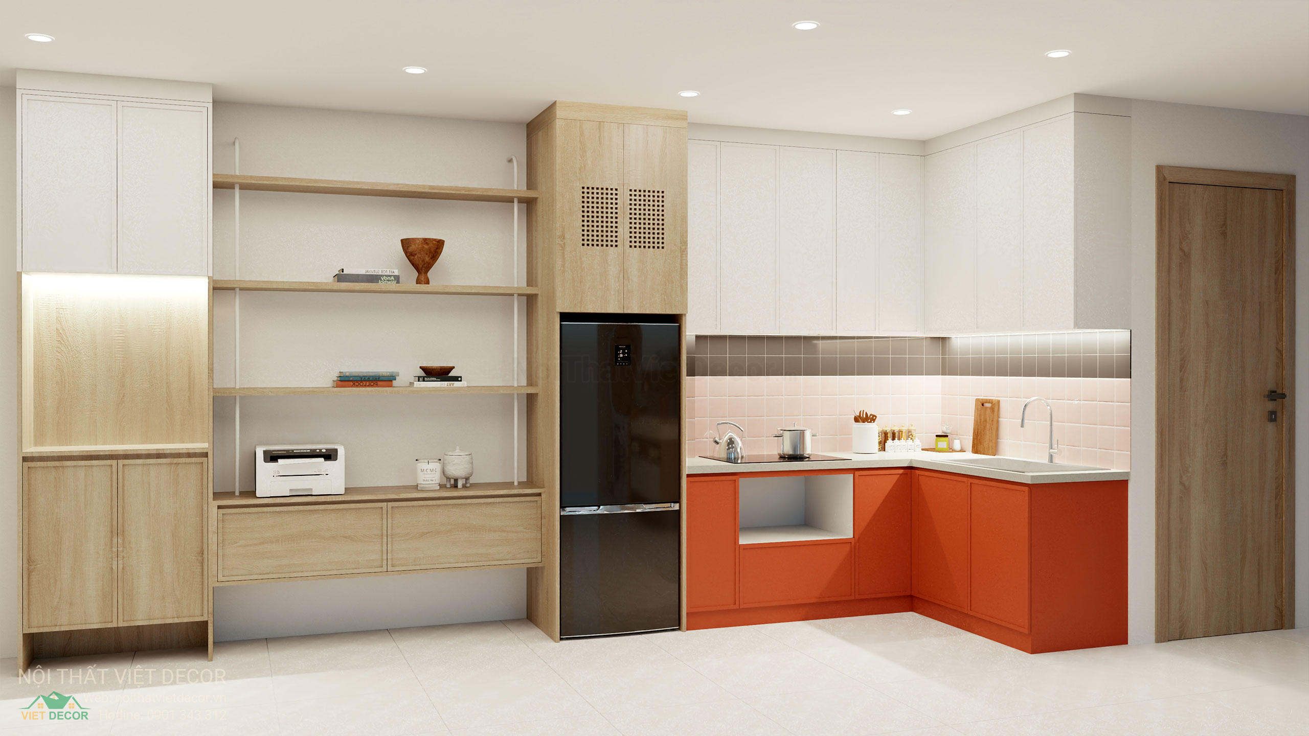 Nội Thất Việt Decor thiết kế thi công nội thất tủ bếp cánh huỳnh pano gỗ công nghiệp An Cường, Ba Thanh tại quận 4 thành phố Hồ Chí Minh
