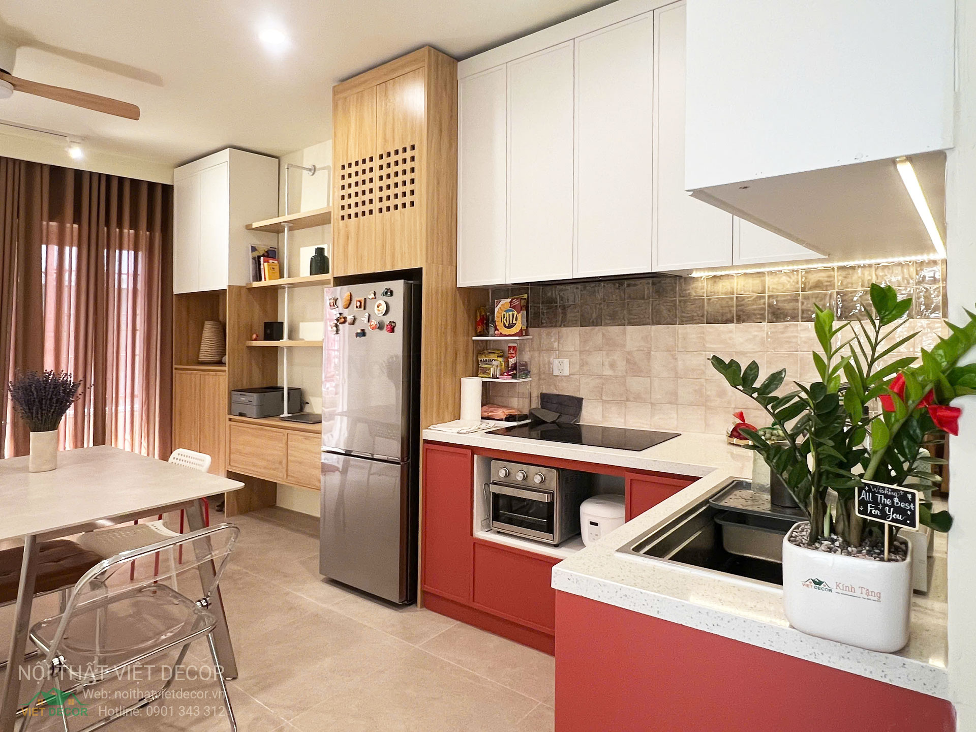 Nội Thất Việt Decor thiết kế thi công nội thất tủ bếp cánh huỳnh pano gỗ công nghiệp An Cường, Ba Thanh tại quận 4 thành phố Hồ Chí Minh