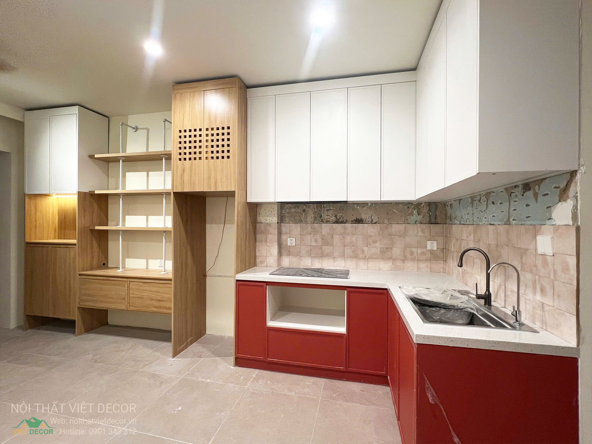 Nội Thất Việt Decor thiết kế thi công nội thất tủ bếp cánh huỳnh pano gỗ công nghiệp An Cường, Ba Thanh tại quận 4 thành phố Hồ Chí Minh