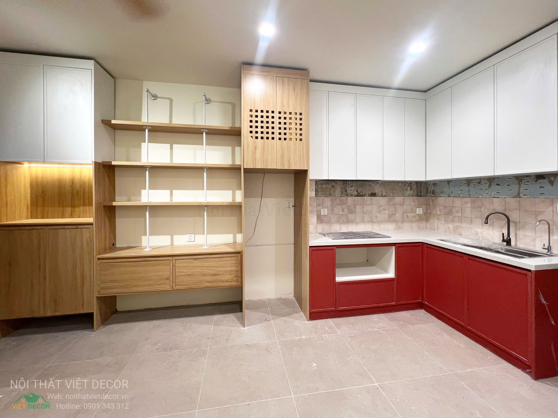 Nội Thất Việt Decor thiết kế thi công nội thất tủ bếp cánh huỳnh pano gỗ công nghiệp An Cường, Ba Thanh tại quận 4 thành phố Hồ Chí Minh