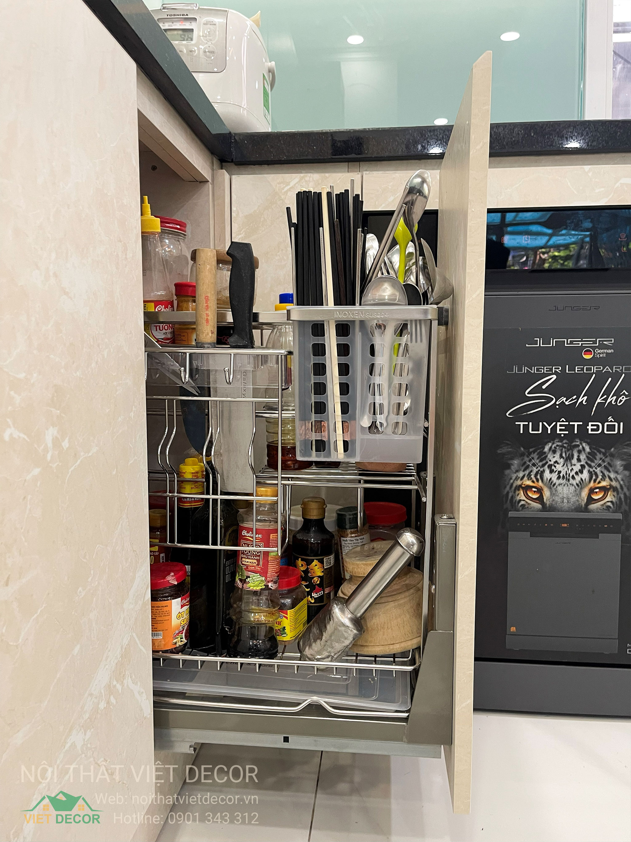 Nội Thất Việt Decor thiết kế thi công tủ bếp đẹp chữ L tại phường Long Trường (quận 9 cũ) TP HCM