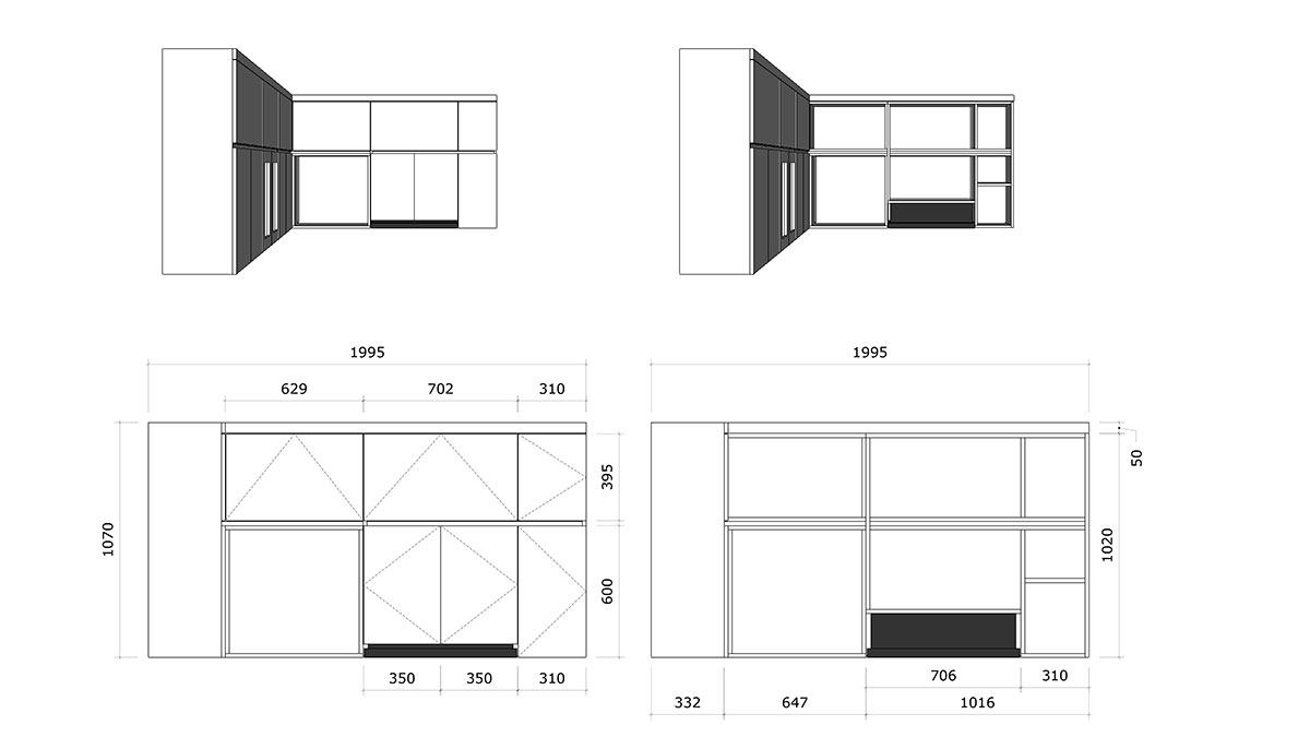Noithatvietdecor Tủ bếp trên hiện đại chữ L, gỗ công nghiệp MDF chống ẩm phủ melamine An Cường