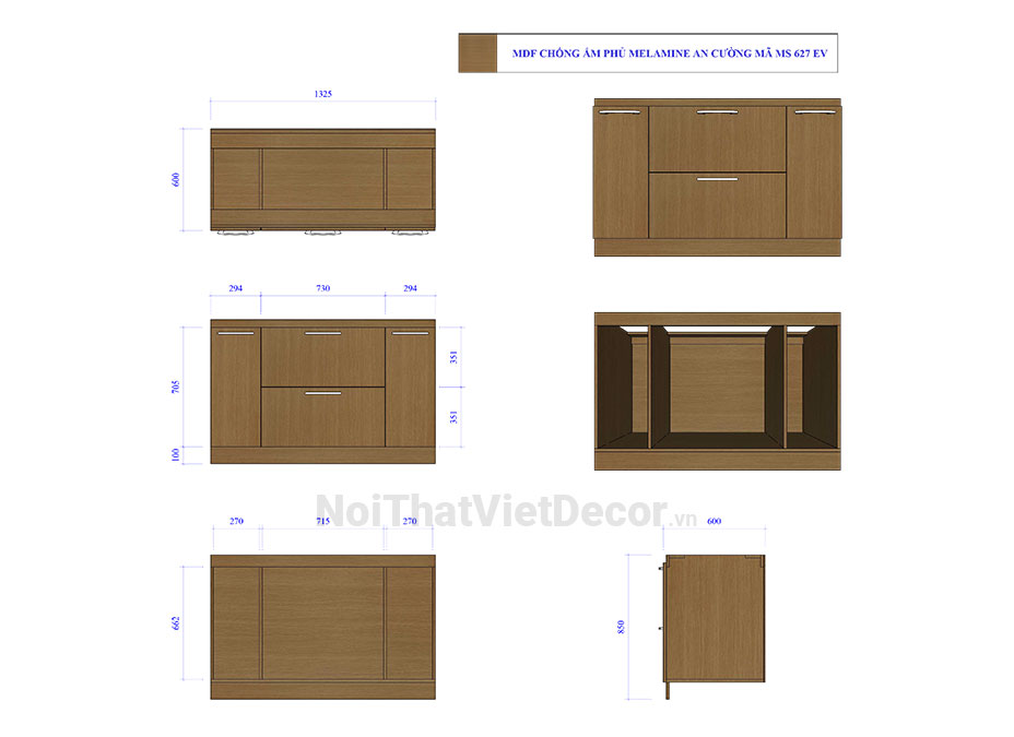 Noithatvietdecor Tủ bếp hiện đại chữ L, gỗ công nghiệp MDF chống ẩm phủ melamine An Cường