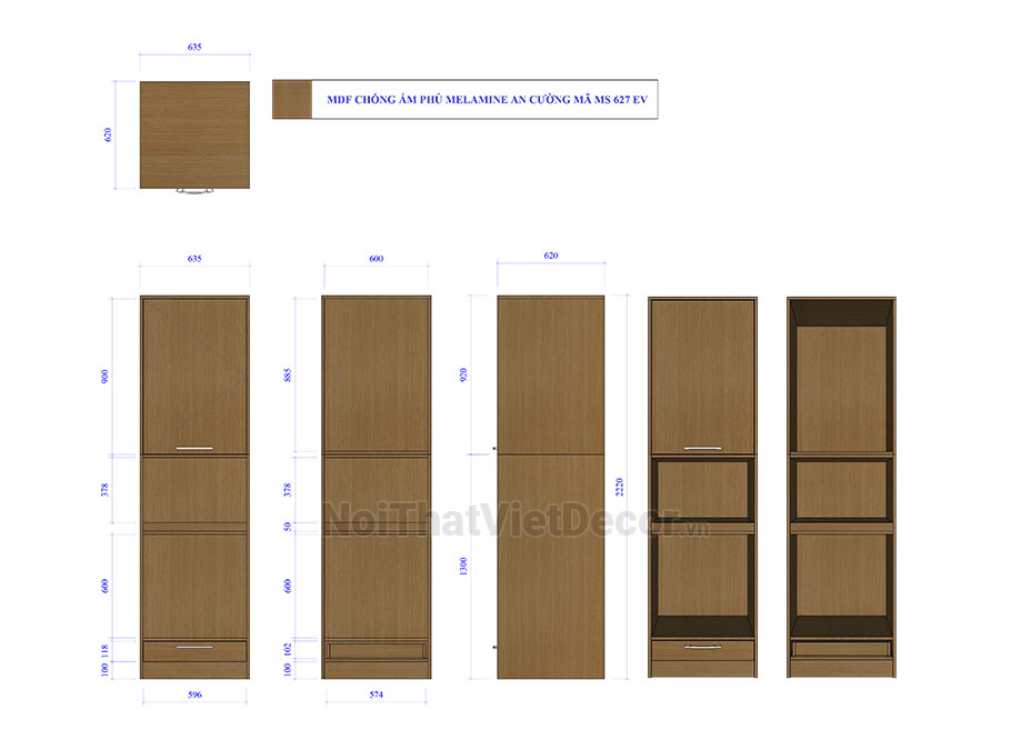 Noithatvietdecor Tủ bếp hiện đại chữ L, gỗ công nghiệp MDF chống ẩm phủ melamine An Cường