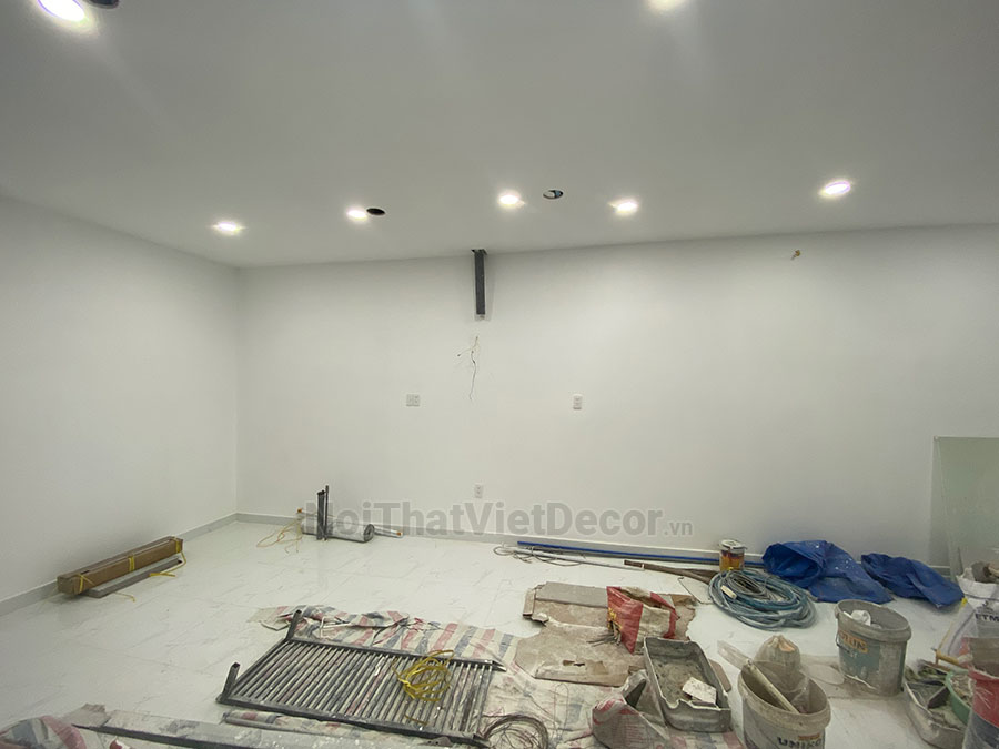 Noithatvietdecor Tủ bếp hiện đại chữ L, gỗ công nghiệp MDF chống ẩm phủ melamine An Cường