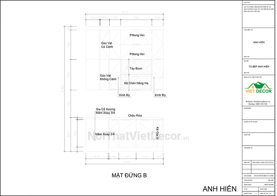Noithatvietdecor Tủ bếp hiện đại chữ L, khung inox 304 sơn tĩnh điện, cánh kính viền nhôm, mặt đá và ốp tường đá nhân tạo cao cấp Vicostone BQ1080