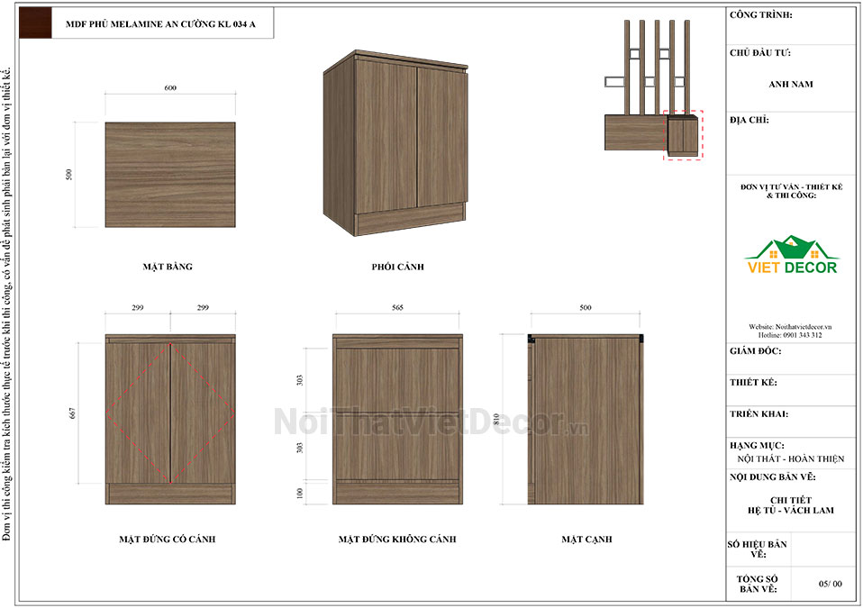 Tủ bếp hiện đại chữ L có vách che, gỗ công nghiệp nhựa WPB An Cường phủ laminate, mặt đá tự nhiên kim sa đen, ốp tường kính cường lực 8mm sơn màu - Bản vẽ thiết kế chi tiết thi công