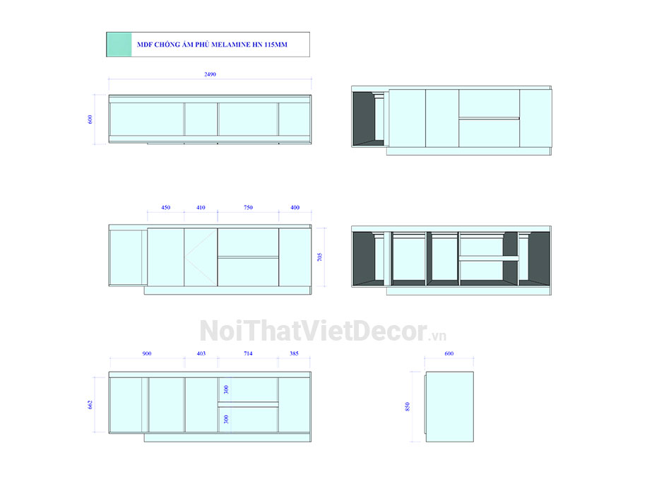 Noithatvietdecor Tủ bếp hiện đại chữ L, gỗ công nghiệp MDF chống ẩm phủ melamine Hồng Nghi