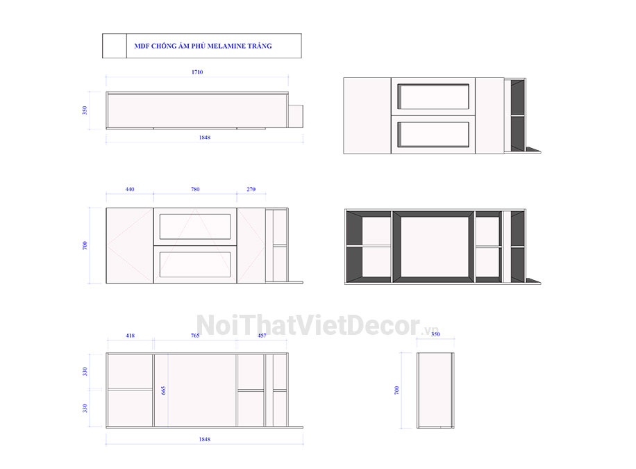 Noithatvietdecor Tủ bếp hiện đại chữ L, gỗ công nghiệp MDF chống ẩm phủ melamine Hồng Nghi