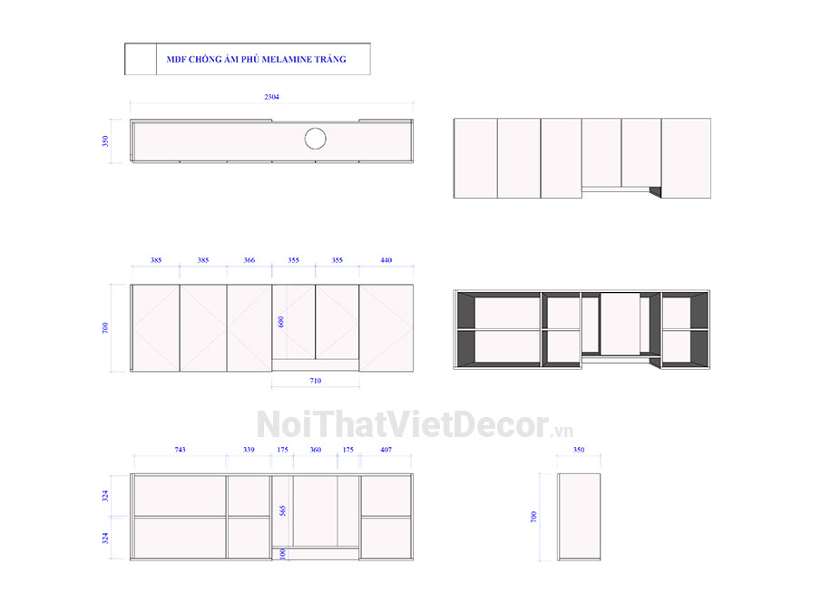 Noithatvietdecor Tủ bếp hiện đại chữ L, gỗ công nghiệp MDF chống ẩm phủ melamine Hồng Nghi