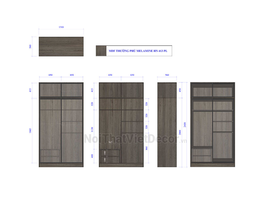 Noithatvietdecor Tủ bếp hiện đại chữ L, gỗ công nghiệp MDF chống ẩm phủ melamine Hồng Nghi