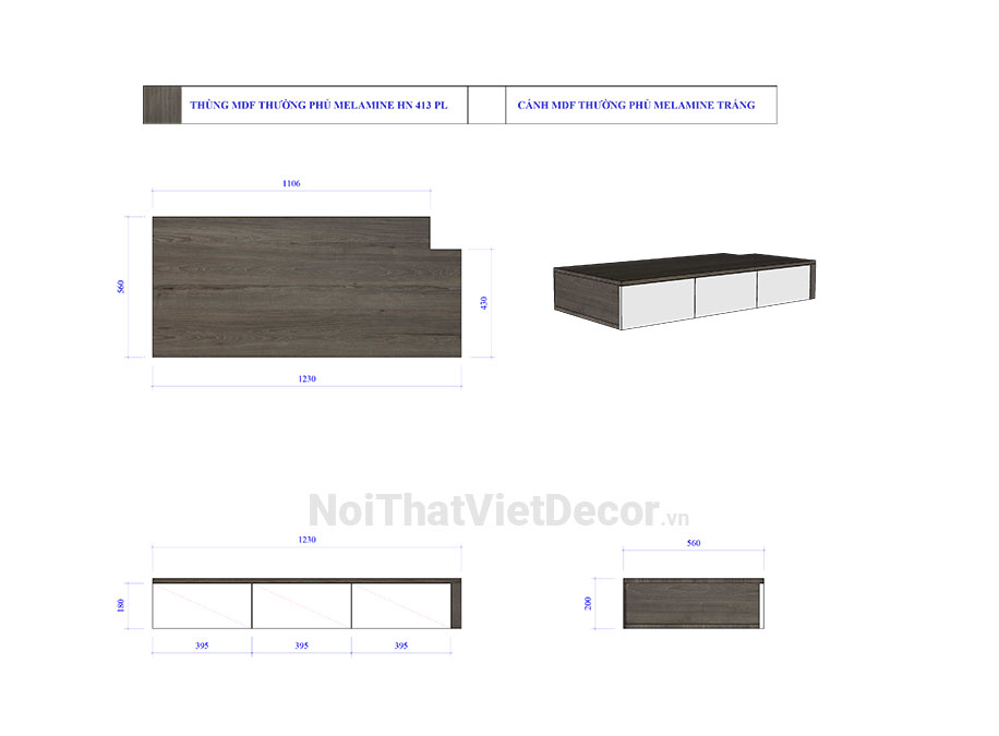 Noithatvietdecor Tủ bếp hiện đại chữ L, gỗ công nghiệp MDF chống ẩm phủ melamine Hồng Nghi