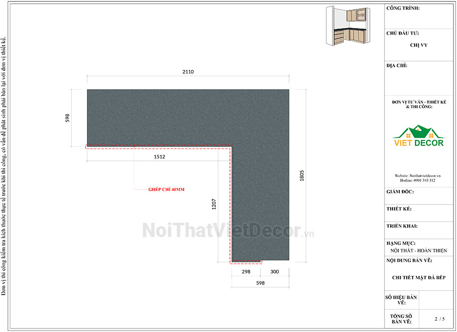 Noithatvietdecor Tủ bếp hiện đại chữ L, gỗ công nghiệp gỗ ghép phủ veneer vân sồi