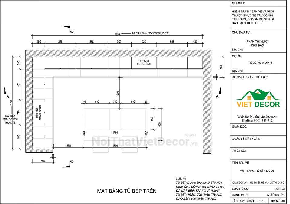 Tủ bếp hiện đại chữ L có đảo, khung inox 304 sơn tĩnh điện, cánh kính sơn màu viền nhôm, mặt bếp đá nhân tạo marble trắng vân mây, ốp tường kính cường lực 8mm - Bản vẽ thiết kế chi tiết thi công 2D