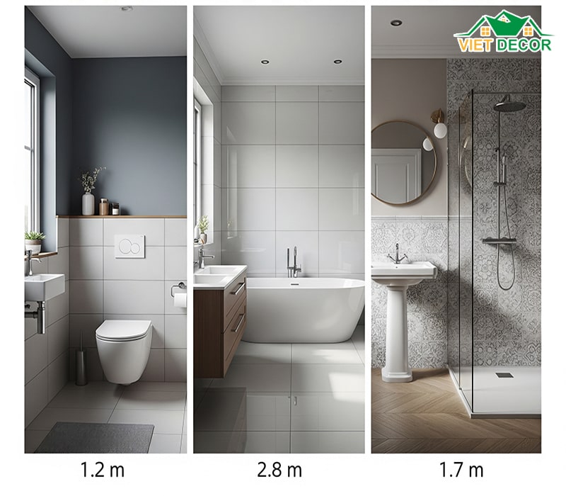 Các yếu tố ảnh hưởng đến quyết định chiều cao ốp tường nhà vệ sinh