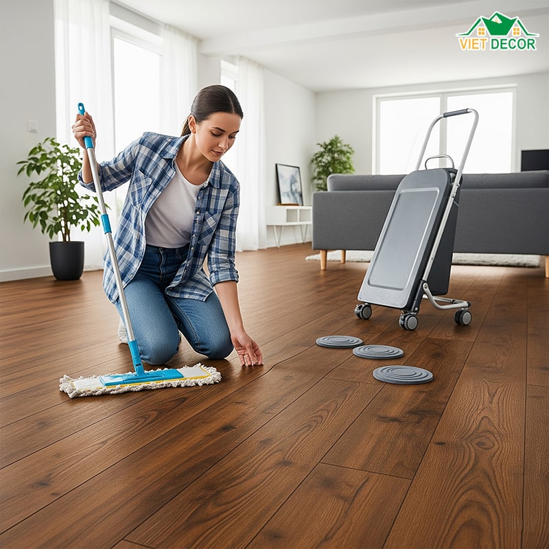 Cách khắc phục tình trạng sàn nhựa giả gỗ bị phồng do thói quen sử dụng