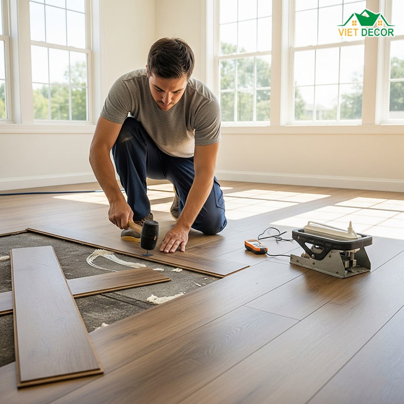 Cách khắc phục tình trạng sàn nhựa giả gỗ bị phồng do quá trình thi công