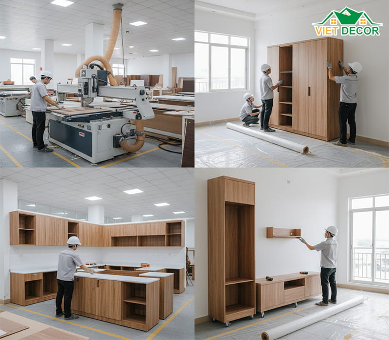 Bước 3: Sản xuất tại xưởng và lắp đặt tại công trình