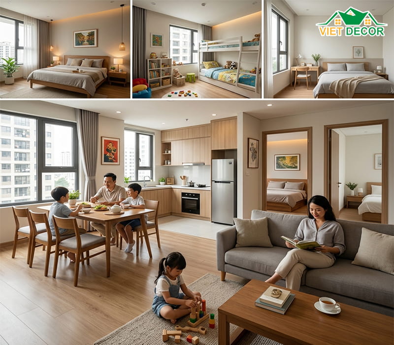 Thiết kế căn hộ 100m2 3 phòng ngủ