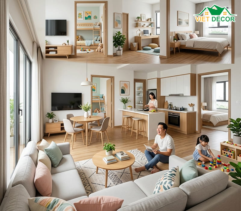 Mẫu căn hộ 100m2 3PN cho gia đình trẻ