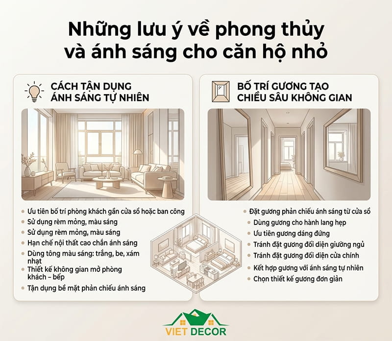 Những lưu ý về phong thủy và ánh sáng cho căn hộ nhỏ