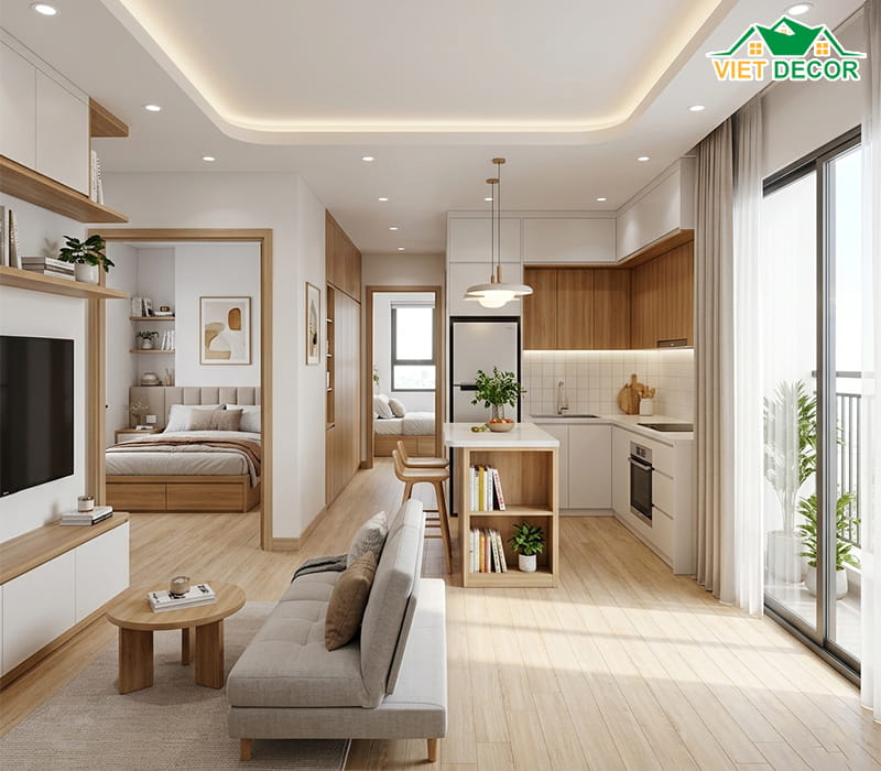 Những nguyên tắc "vàng" khi thiết kế căn hộ 45m2 2 phòng ngủ